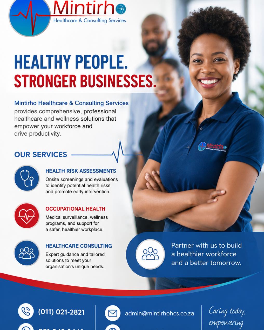Mintirho Healthcare and Consulting Services Facebook ad: Invest in Employee Wellness.