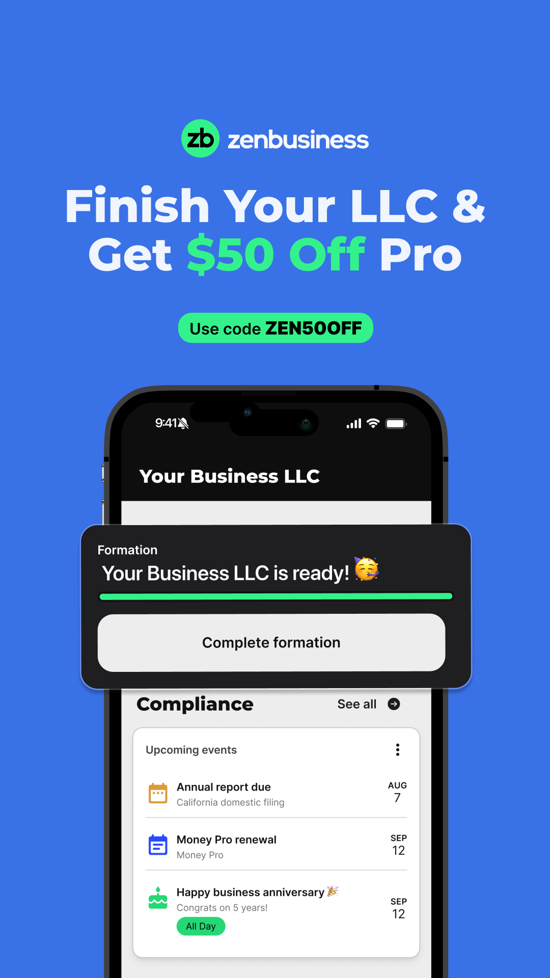 ZenBusiness Facebook ad