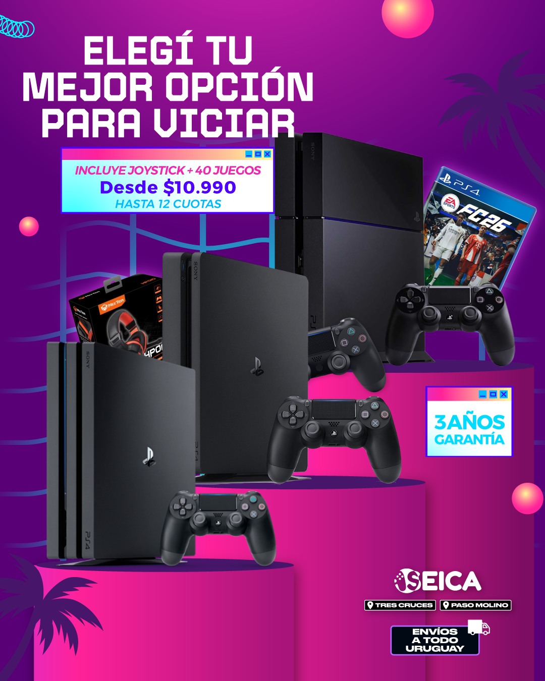SEICA Controles Facebook ad: Elegí tu mejor opción PS4