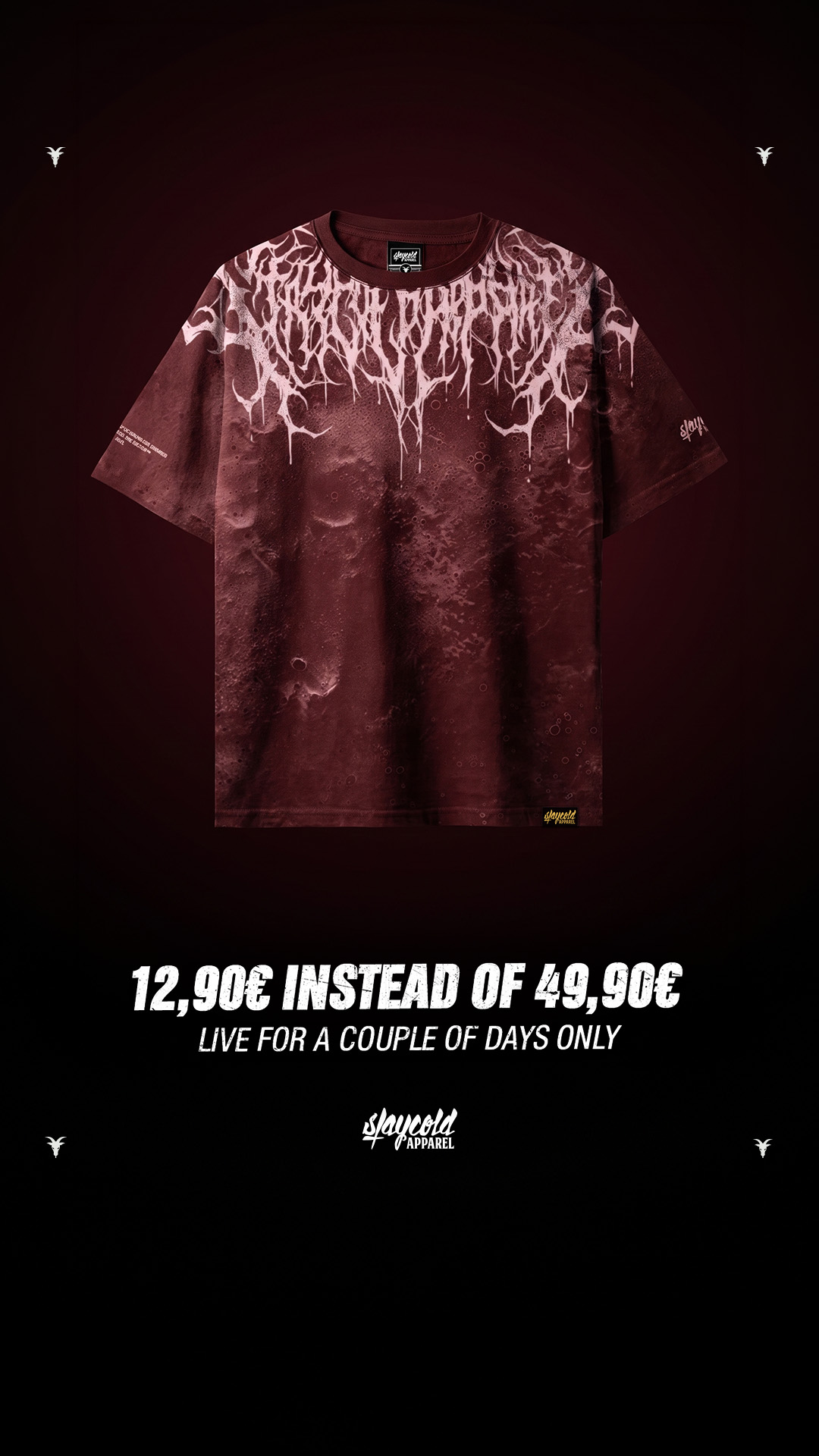 Stay Cold Apparel Facebook ad: Reign of Blood Tee For €12.90