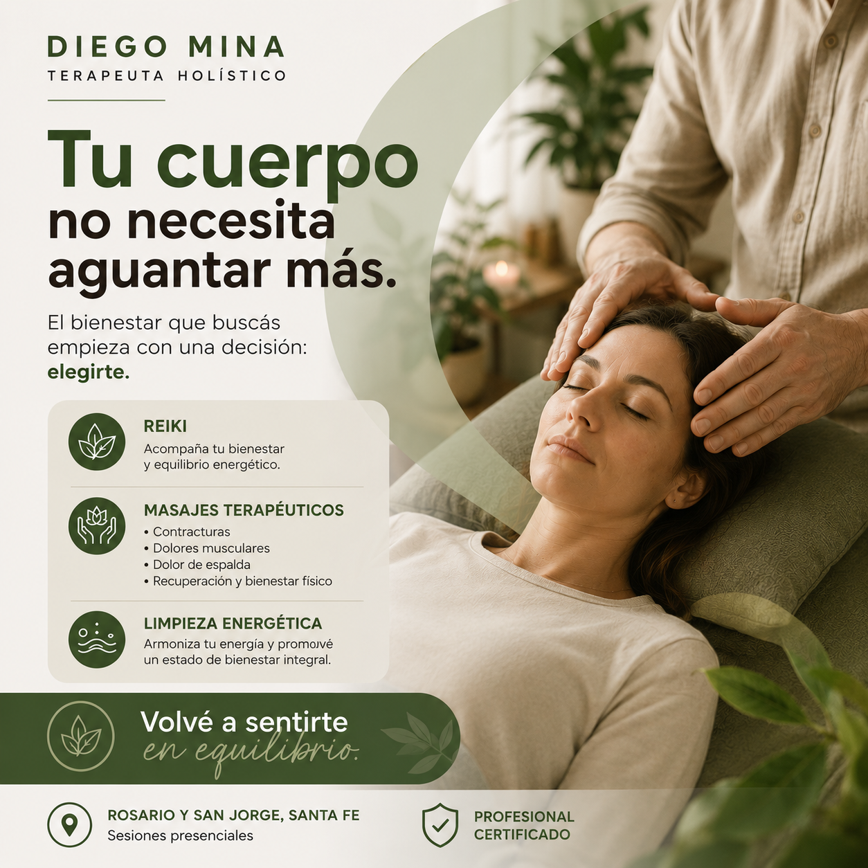 Diego Mina Terapias Holisticas Facebook ad: Turnos disponibles