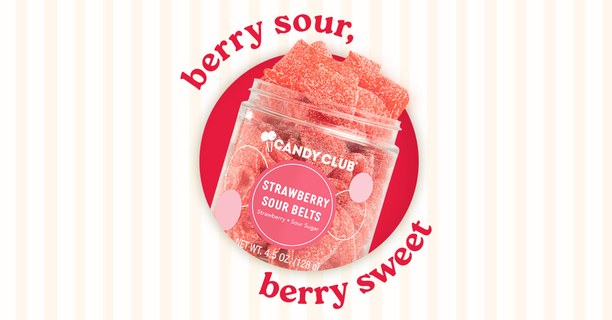Candy Club Facebook ad: Best-Selling Strawberry Sour Belts