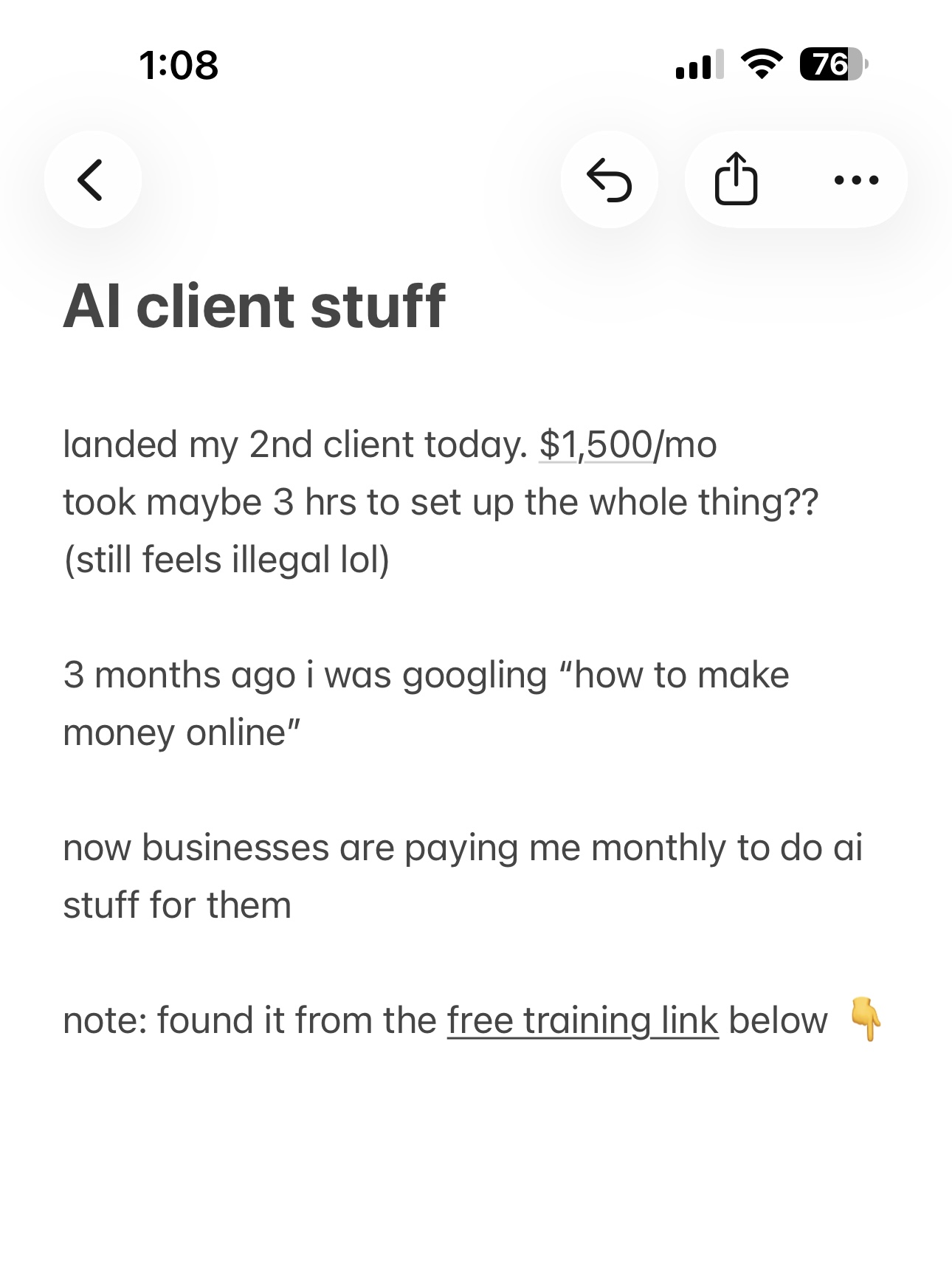 AI Consulting Clients Facebook ad: Most people think to make money with AI…
