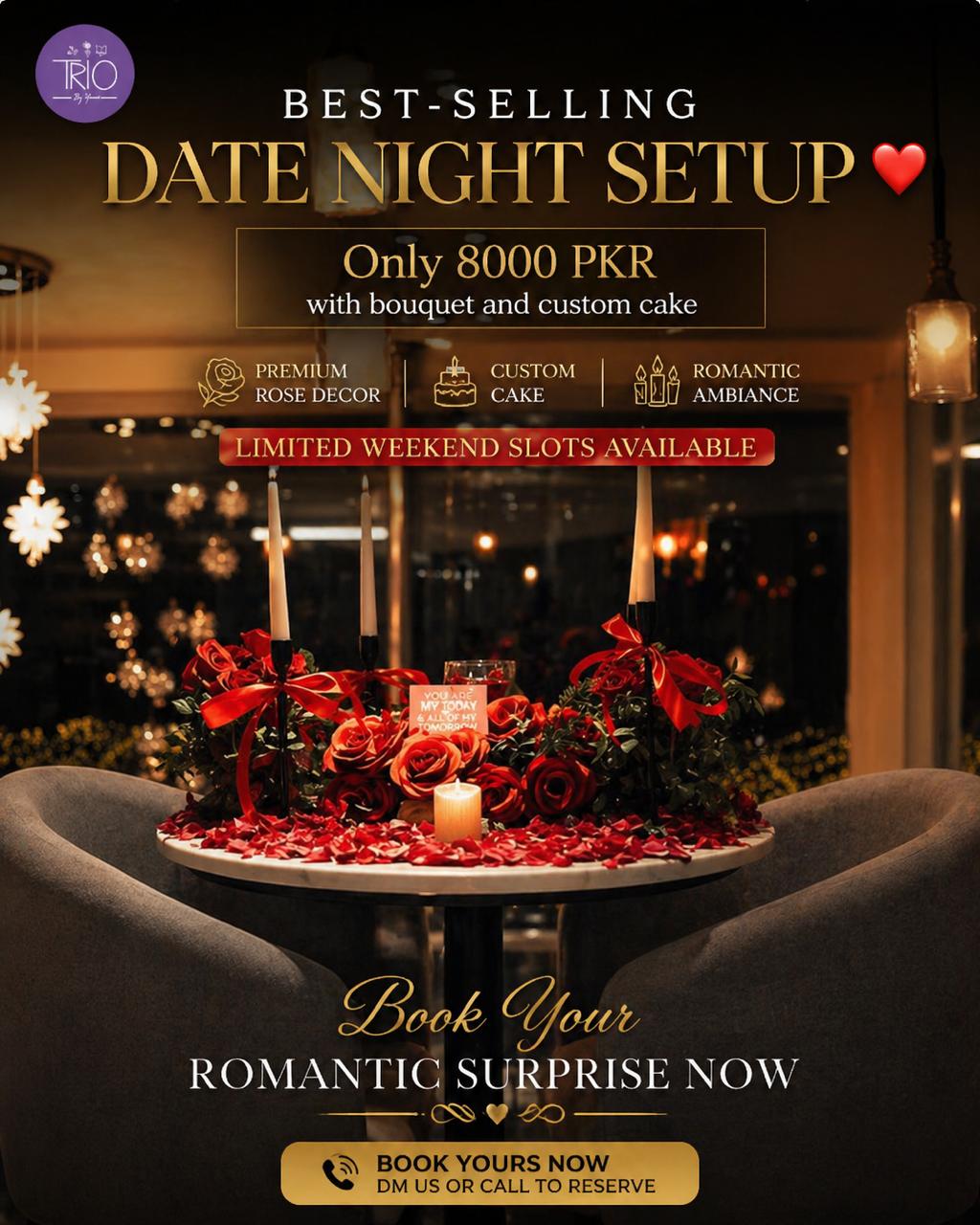 Trio By Maham Facebook ad: Romantic Date Night for PKR 8,000
