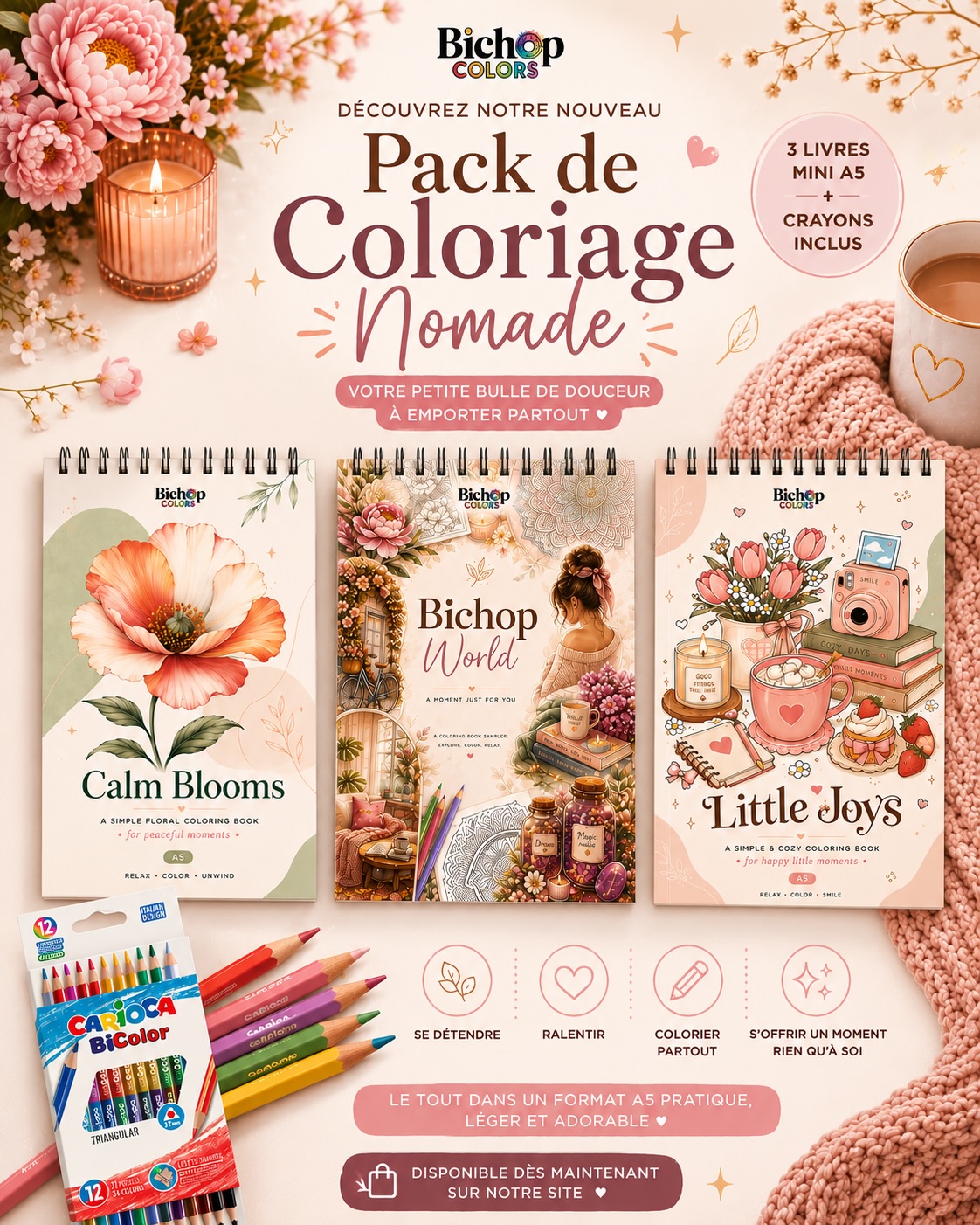 Bichop colors Facebook ad: Découvrez notre nouveau Pack de Coloriage Nomade