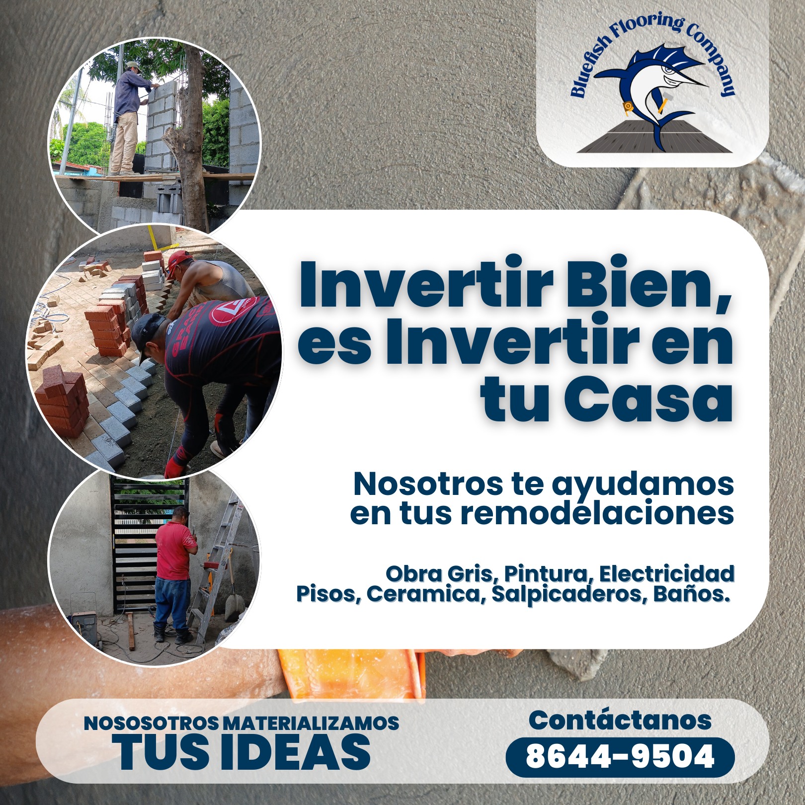 Bluefish Construcciones Facebook ad: CONSTRUIMOS TUS PROYECTOS DE PRINCIPIO A FIN