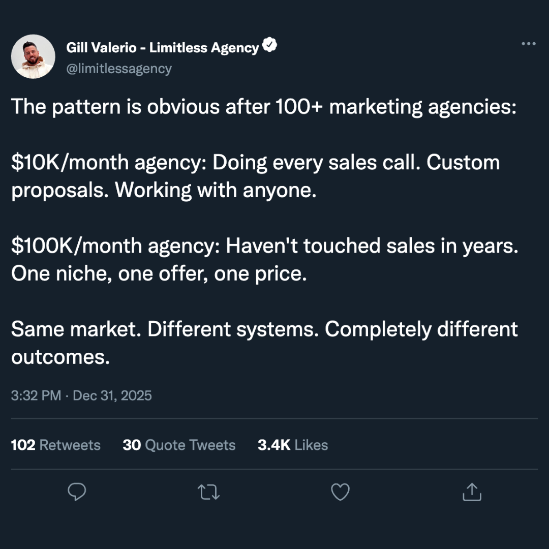 Gill Valerio - Limitless Agency Facebook ad: You know your agency needs a predictable client…