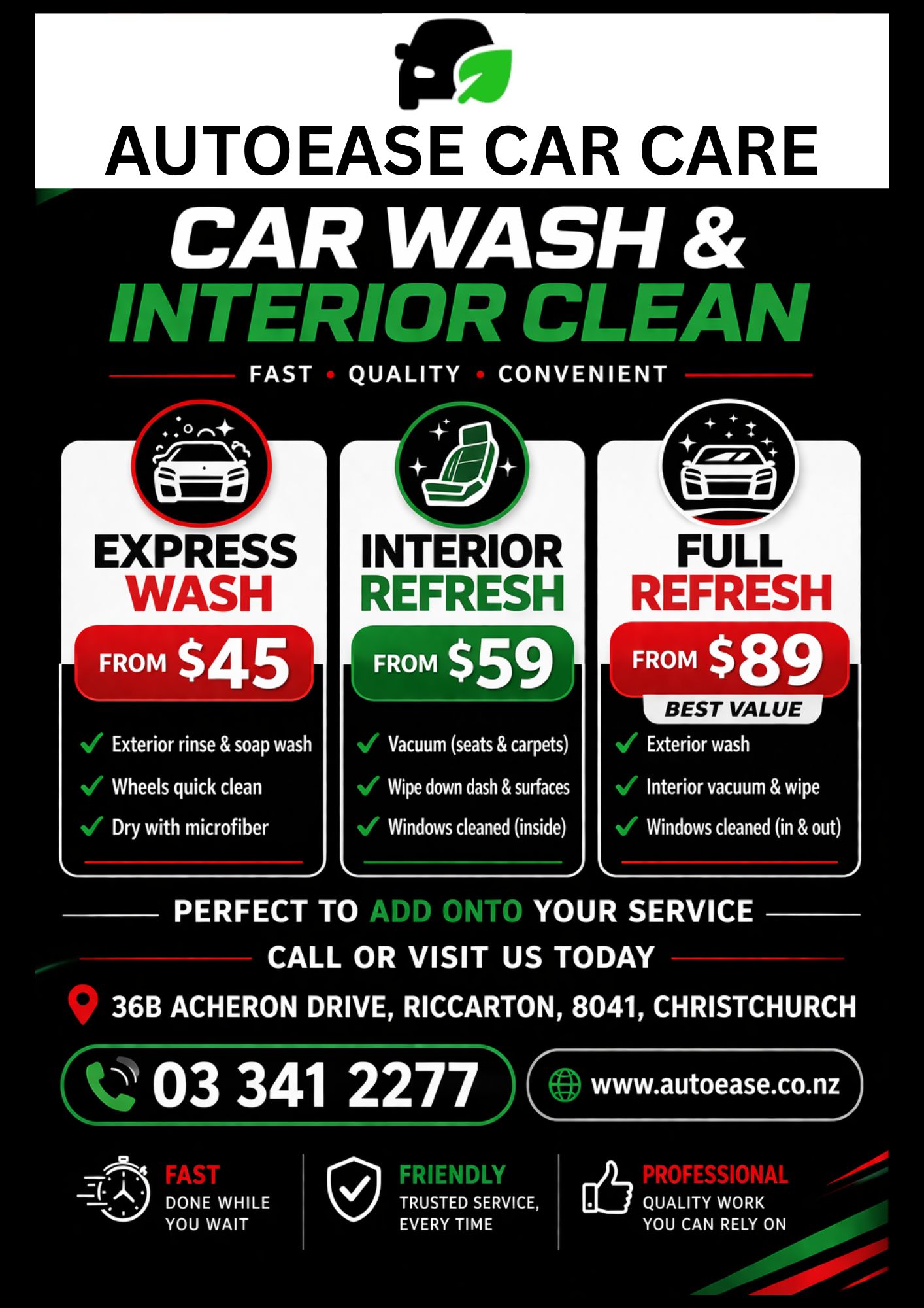 Autoease Car Care Facebook ad: Car Wash & Interior Clean From $45