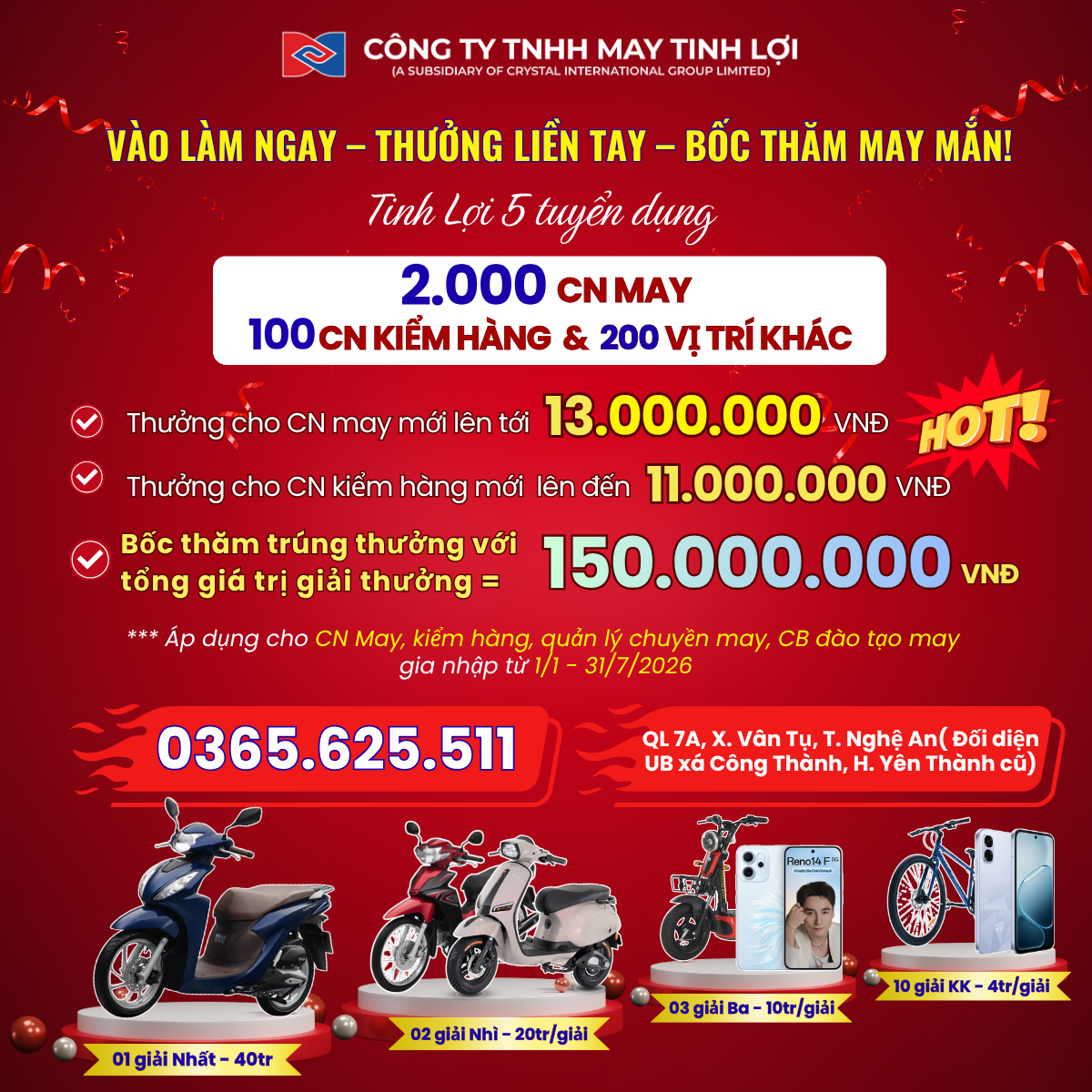 Tuyển Dụng Tinh Lợi 5 - Nghệ An Facebook ad: Chat trong Messenger