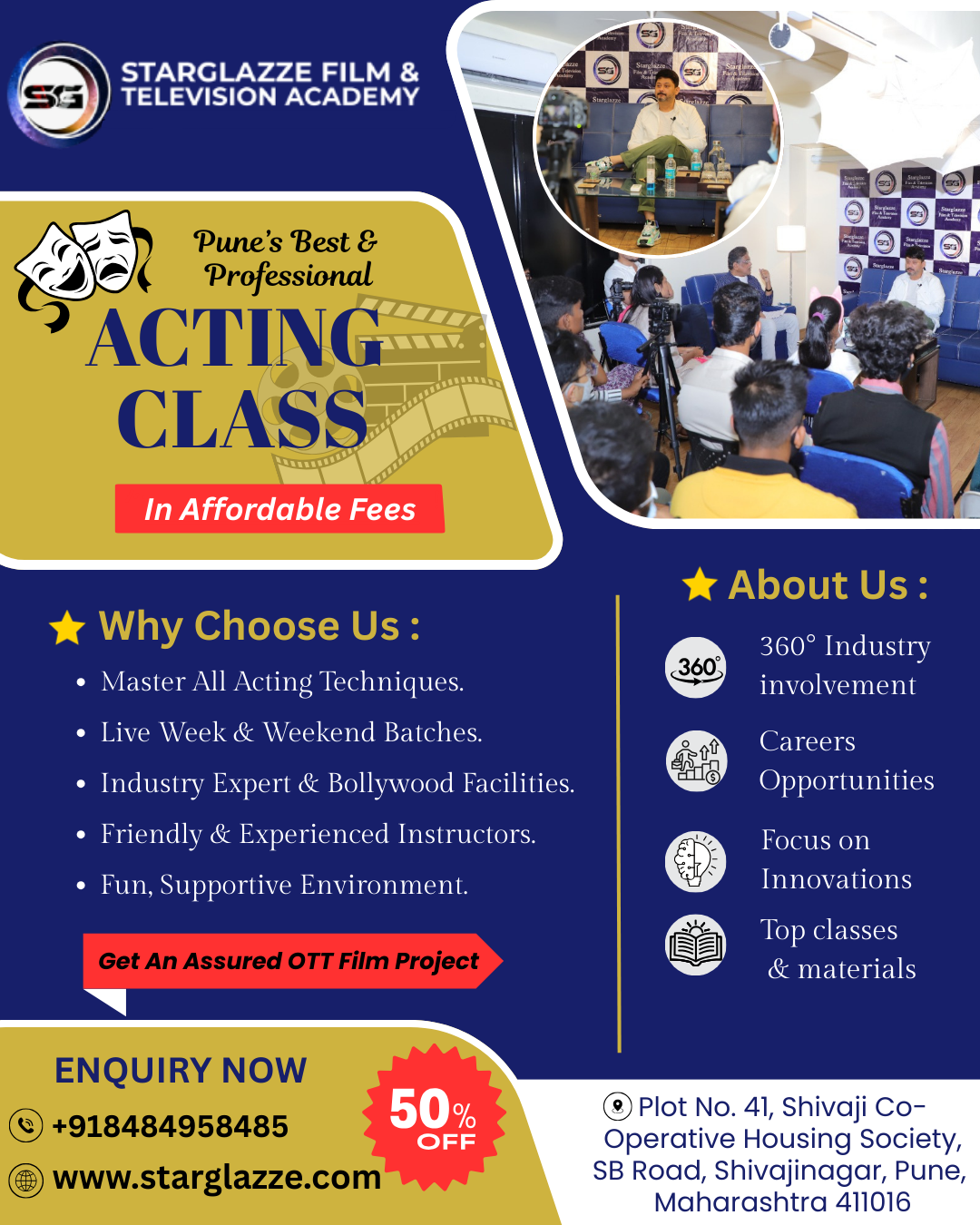 Starglazze Film and Television Academy Pvt limited Facebook ad: Professional Acting Classes, Apply Now