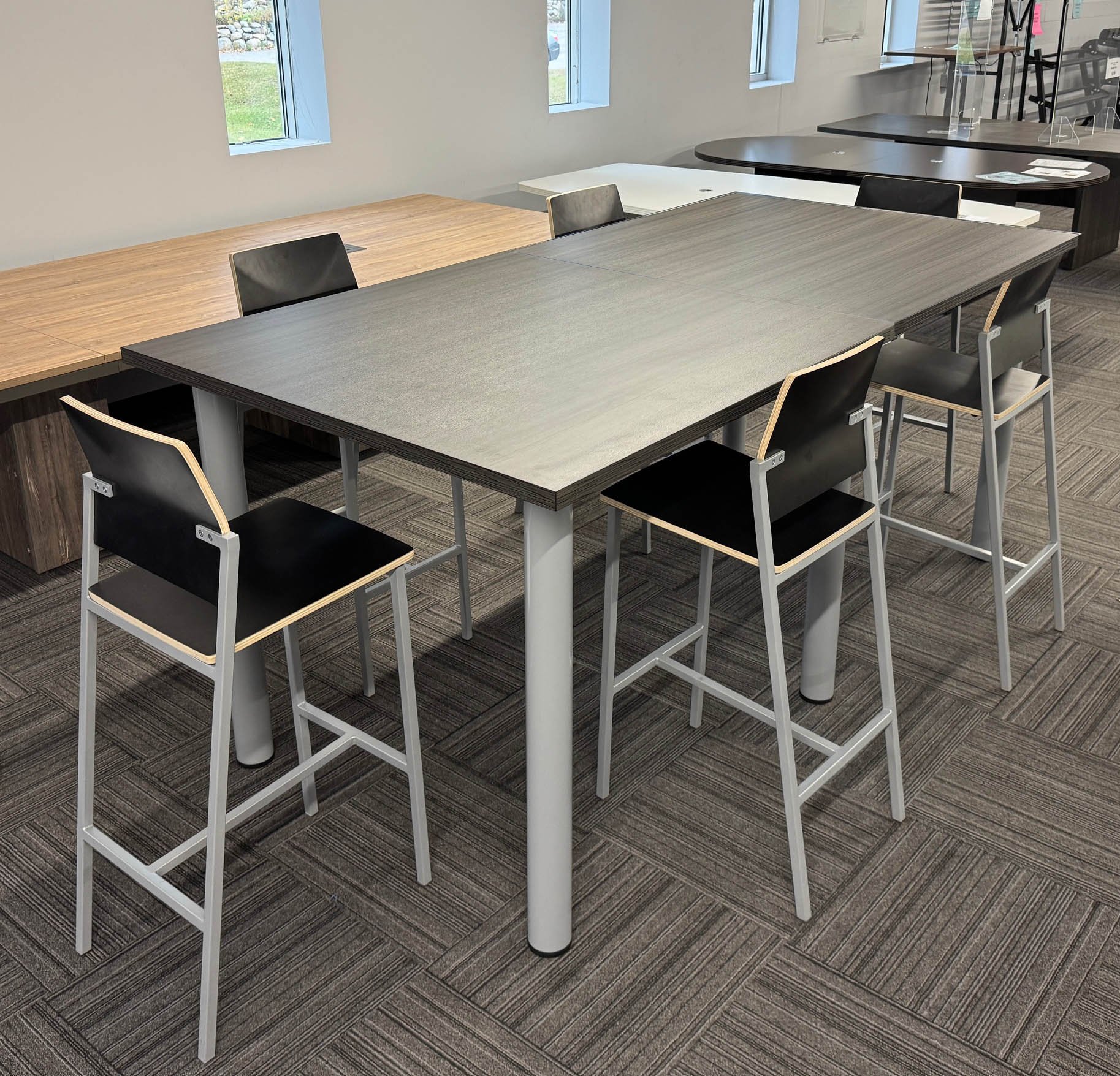 Reed Swensen Facebook ad: 8' Standing Height Table with 6 Bar Stool Package