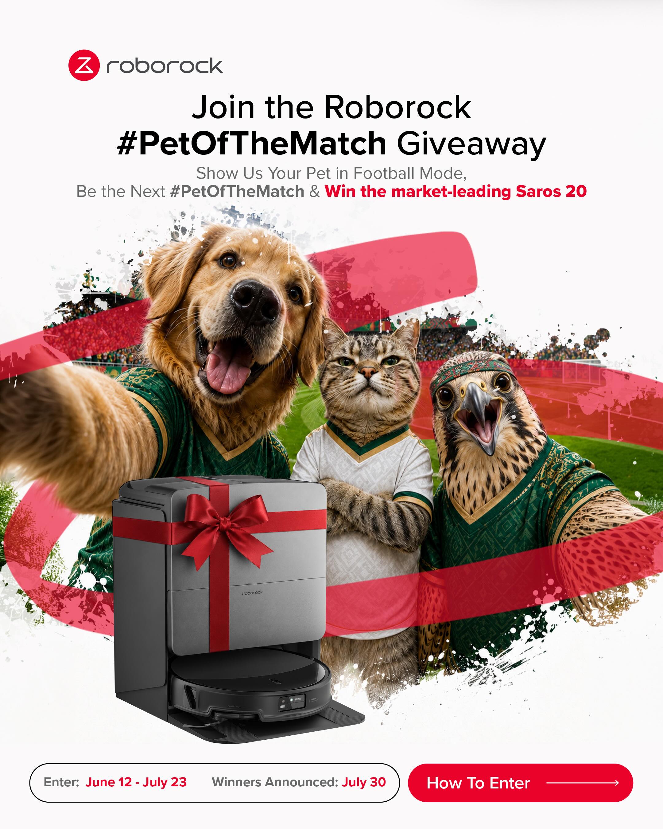 Roborock UAE Facebook ad: Is your pet the ultimate striker?