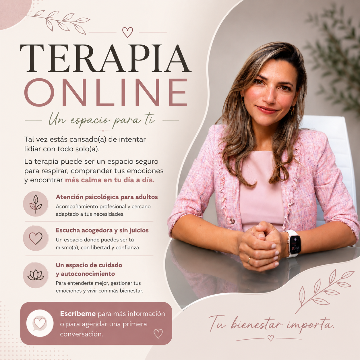 Marcela Morais Psicóloga Online Facebook ad: Tu salud emocional no puede esperar