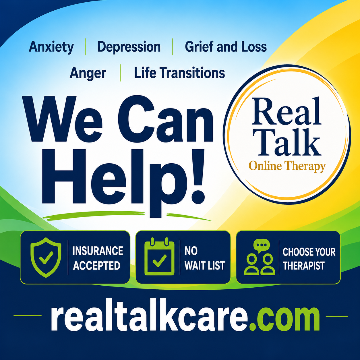 RealTalk Online Therapy Facebook ad: Proudly providing Online Counseling Services for clients…