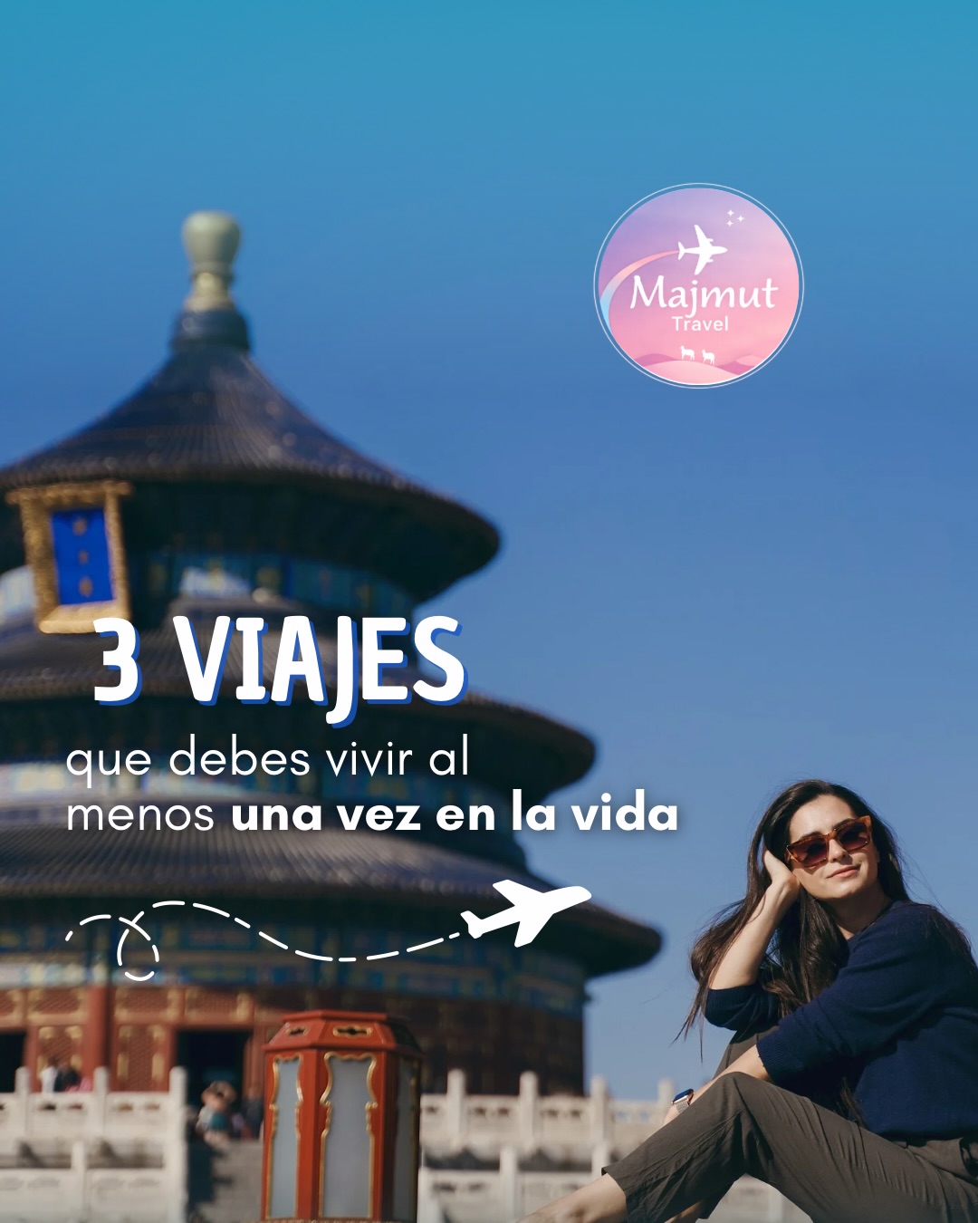 Majmut.travel Facebook ad: 3 viajes que debes vivir