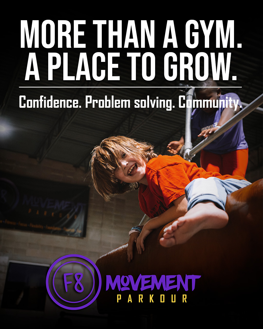 F8 Movement Parkour Facebook ad: Kids Parkour Gym!