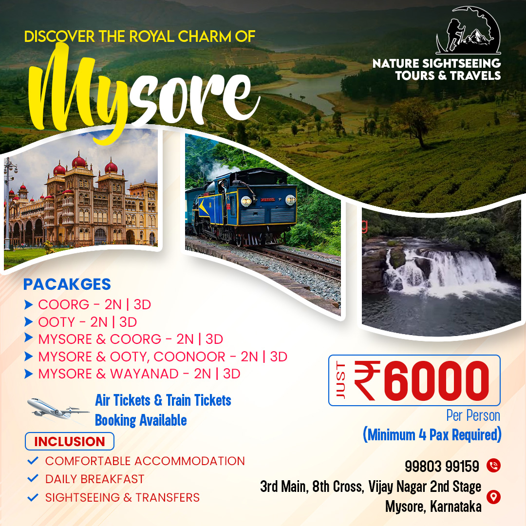 Nature sightseeing tours and travels Facebook ad: Mysore 2N|3D Tour Package