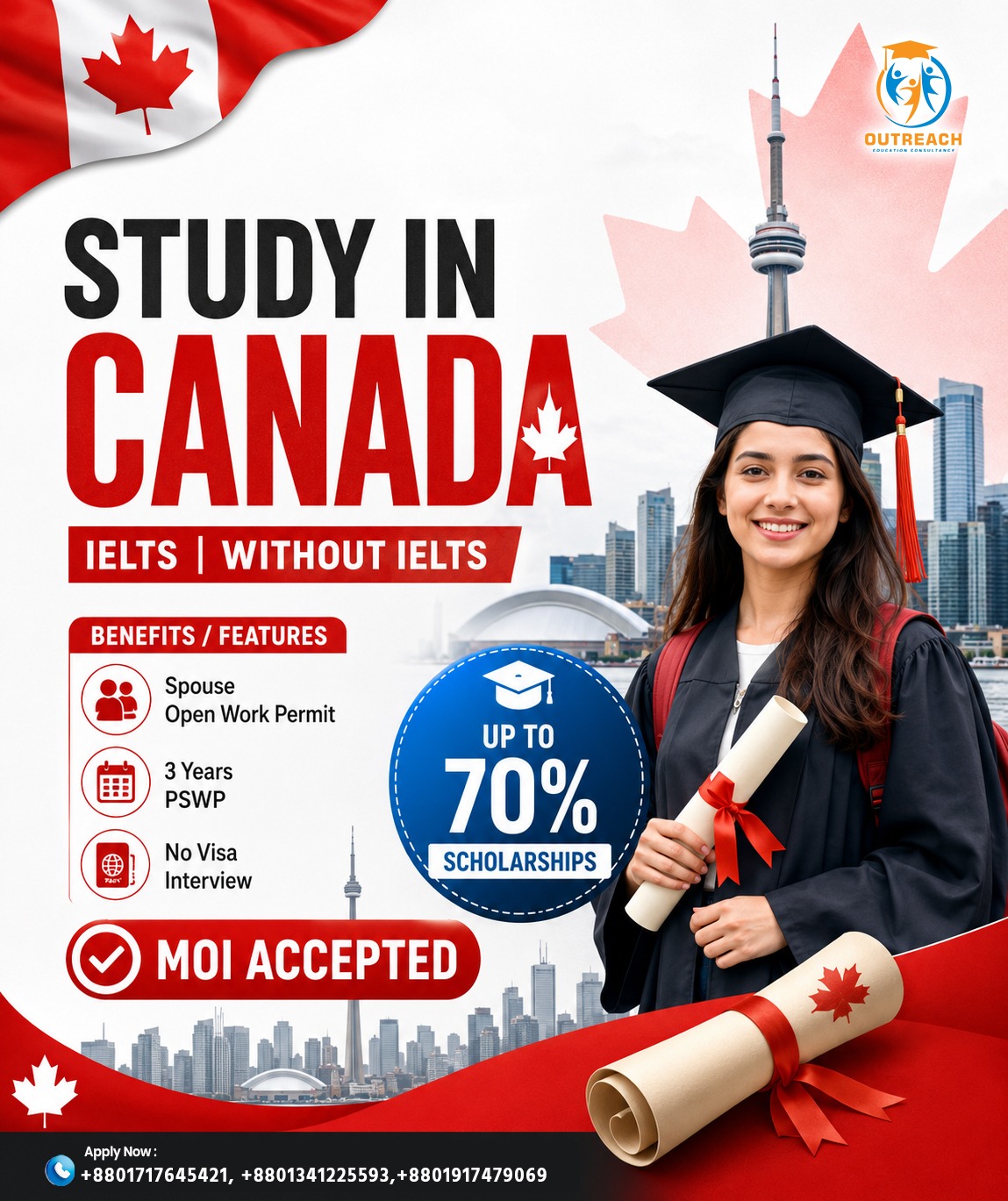OECL Solutions Facebook ad: Selected Master’s programs-এ MOI accepted Study চলাকালীন…