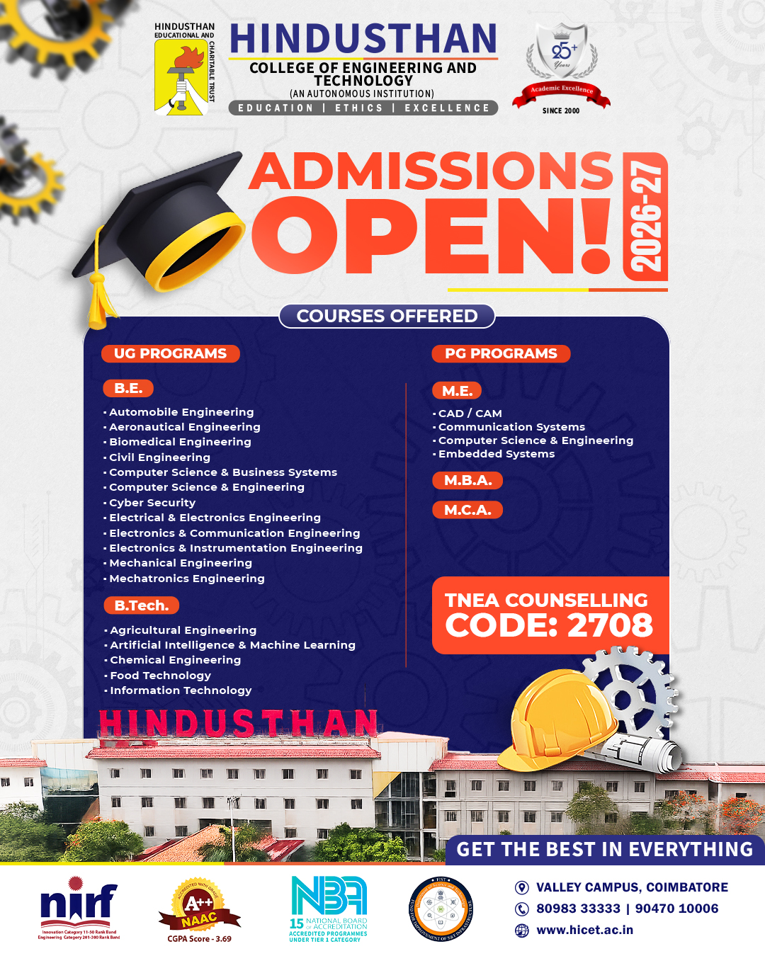 Hindusthan Educational Institutions Facebook ad: Admissions Open 2026-27!