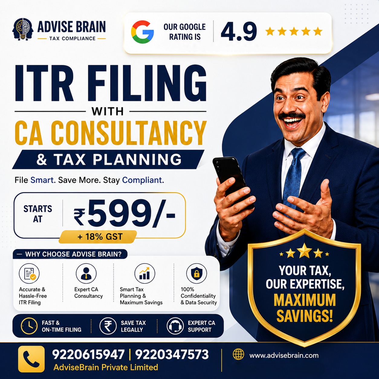 Advise Brain Pvt. Ltd. Facebook ad: File Your ITR with Expert Assistance