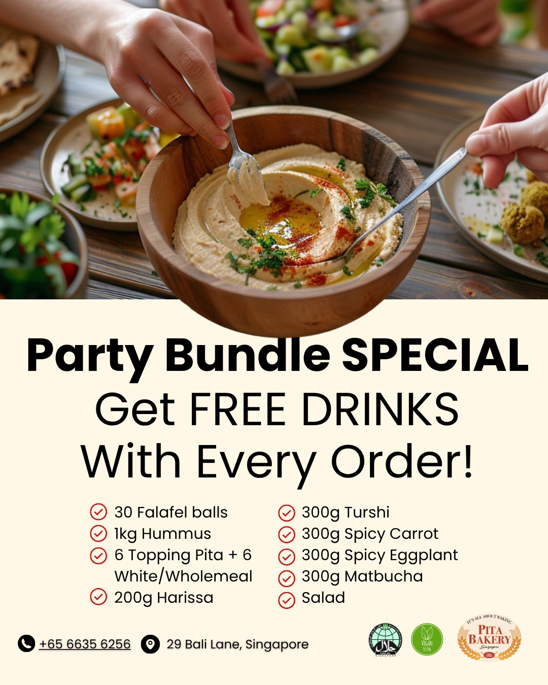 Pita Bakery Singapore Facebook ad: Fresh. Fast.Delicious. Get it now >>>