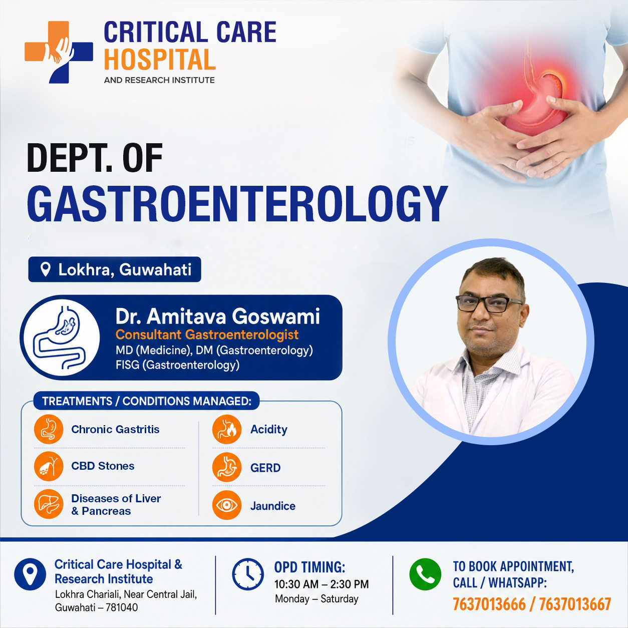 Critical Care Hospital And Research Institute, Guwahati Facebook ad: Consult Dr. Amitava Goswami