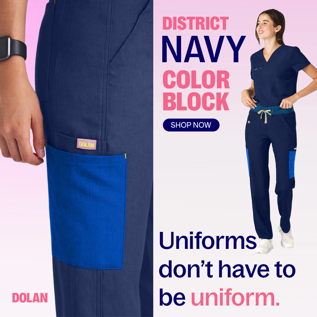 DOLAN Facebook ad: New Colorblock Scrubs