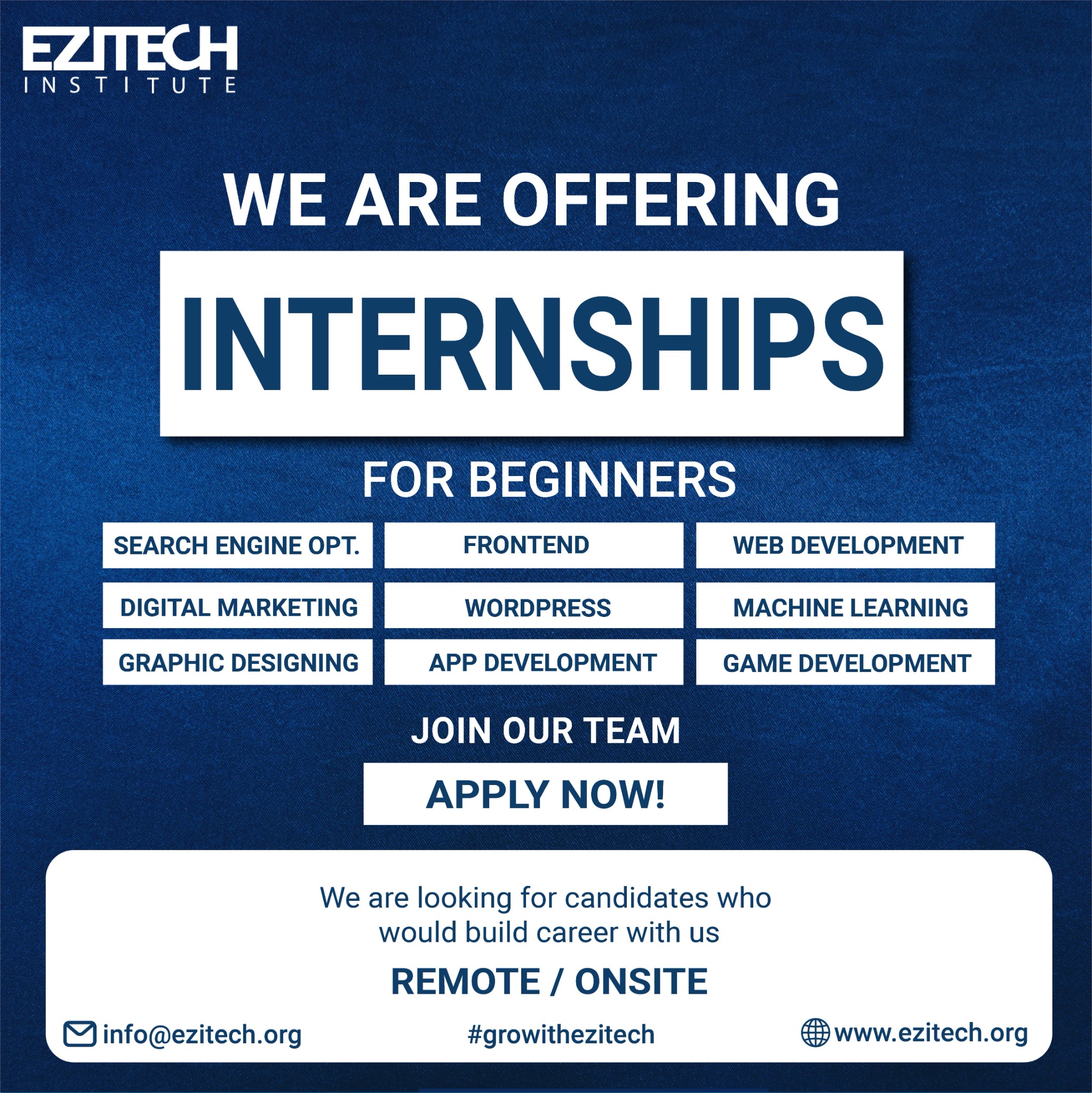 Ezitech Institute Facebook ad: Kickstart Your Career with EZITECH Institute!