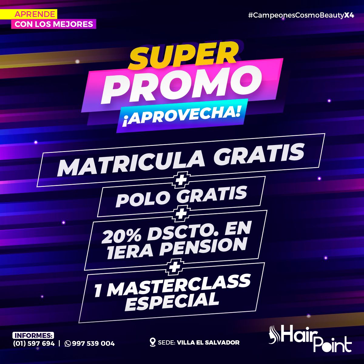 HAIR POINT Instituto De Cosmetología , Estilismo y Estética Integral Facebook ad
