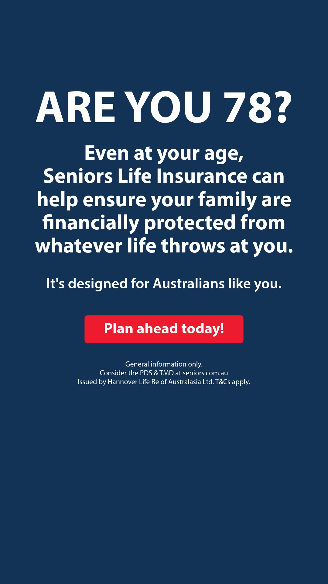 Australian Seniors Insurance Agency Facebook ad