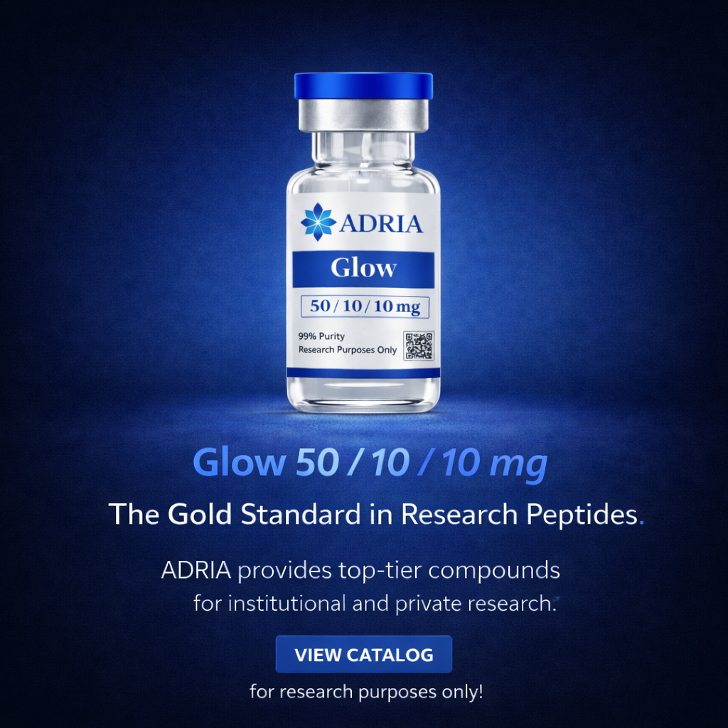 Adria Peptides Facebook ad: Research-grade Retatrutide. COA included.