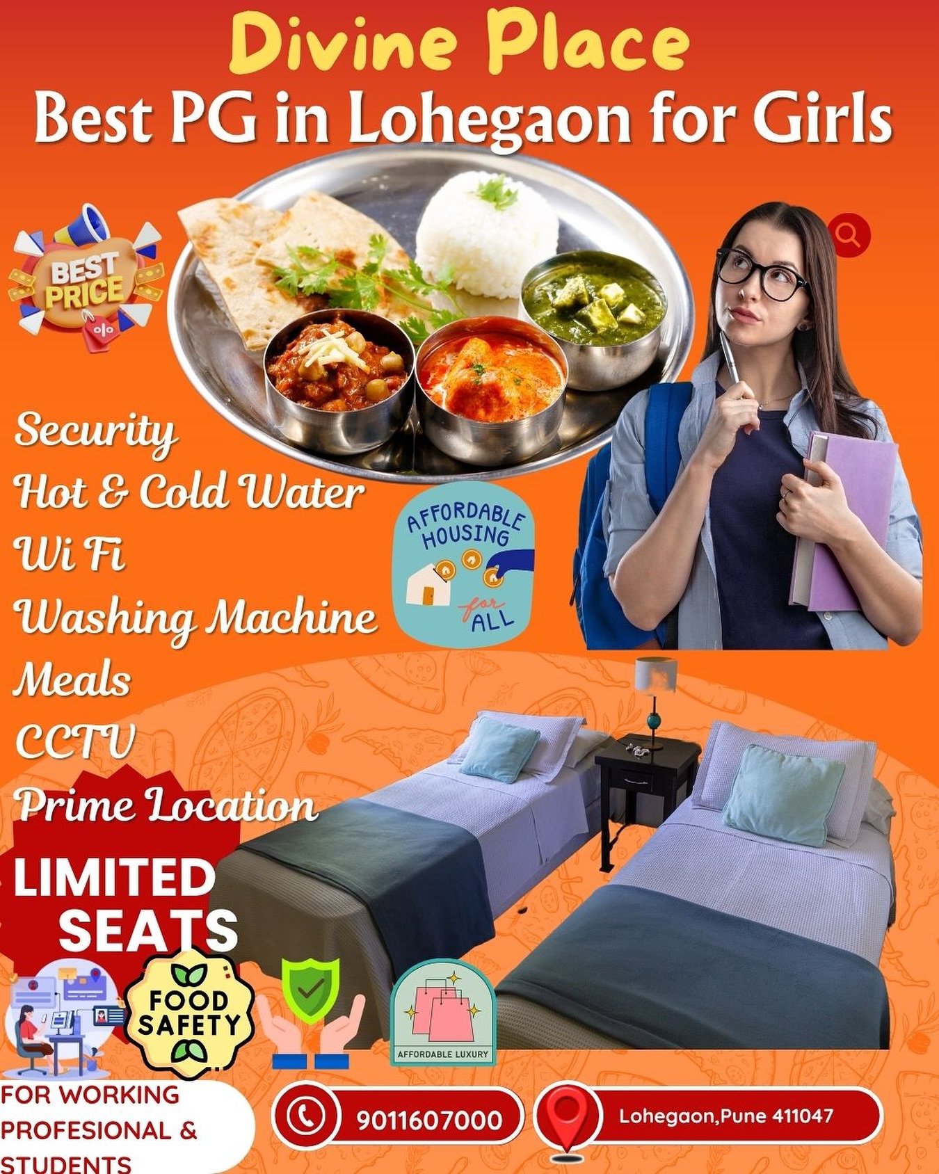 Divine Place PG/Hostel Facebook ad: Divine Place Girls PG, Lohegaon, Pune.