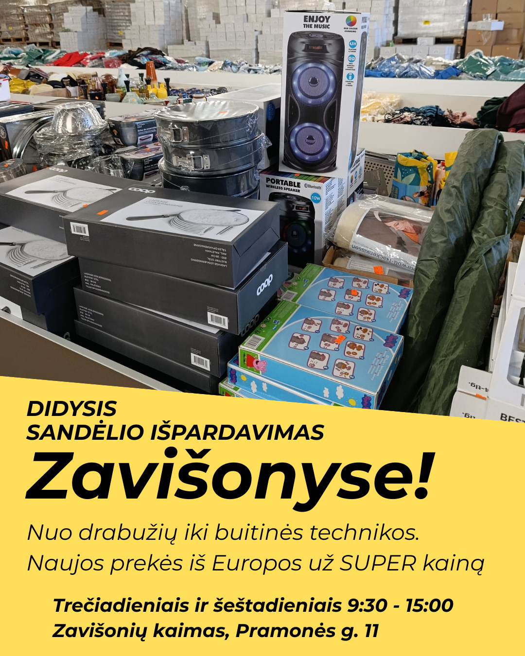 One Outlet Facebook ad: DIDYSIS SANDĖLIO IŠPRDAVIMAS