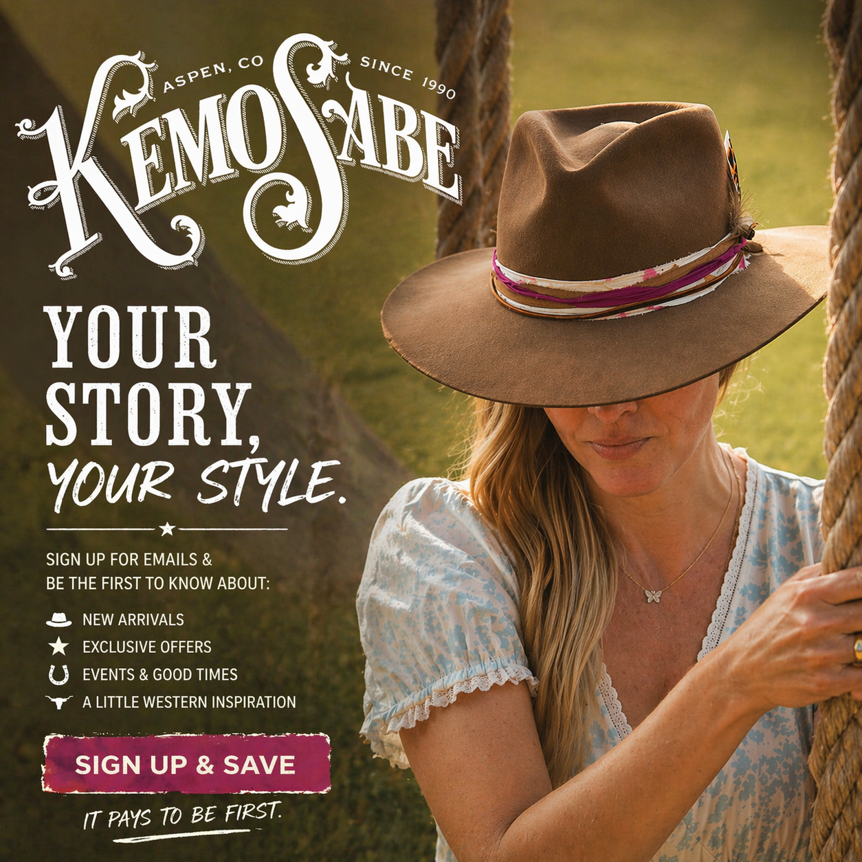Kemo Sabe Facebook ad: Join Our Email List For Exclusive Offers