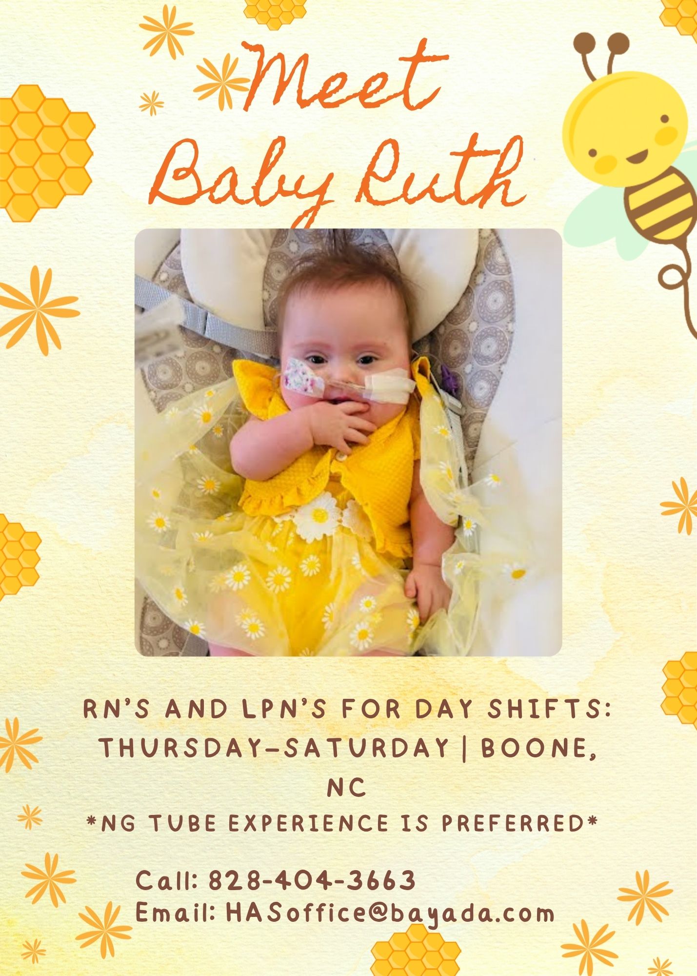 BAYADA Home Health Care, Hickory, NC Facebook ad: Little Miss Sunshine Ruth is looking for RNs…