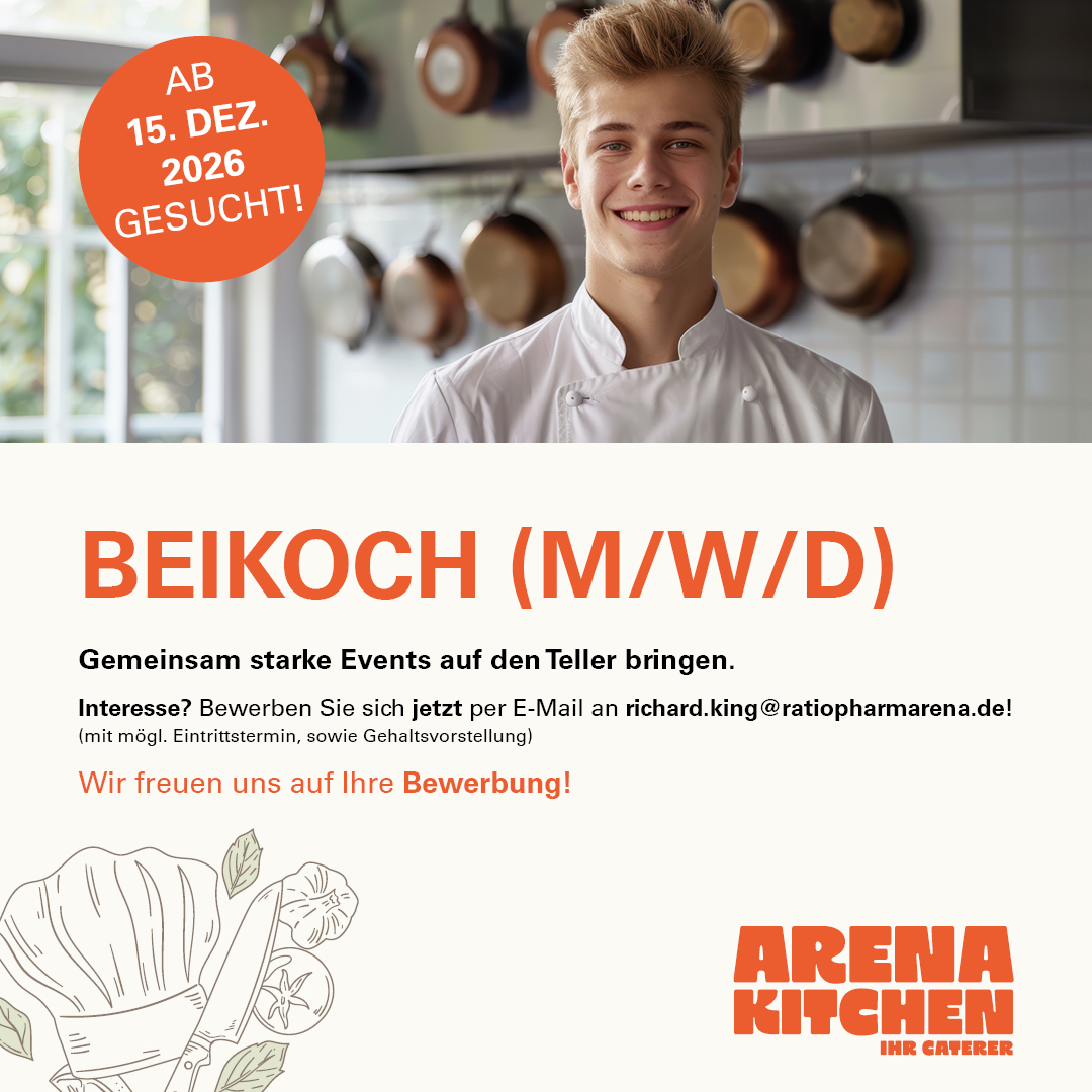 ratiopharm arena Facebook ad: Sie haben Ihre Kochausbildung abgeschlossen oder bereits…