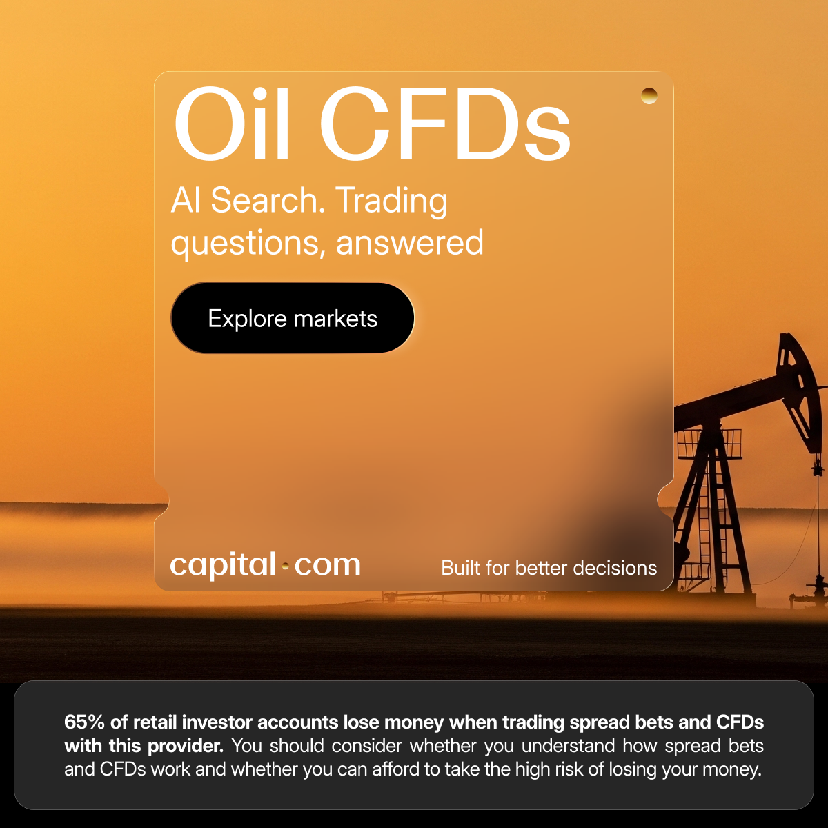 Capital.com International Facebook ad: Commodity CFDs on MT4 & MT5