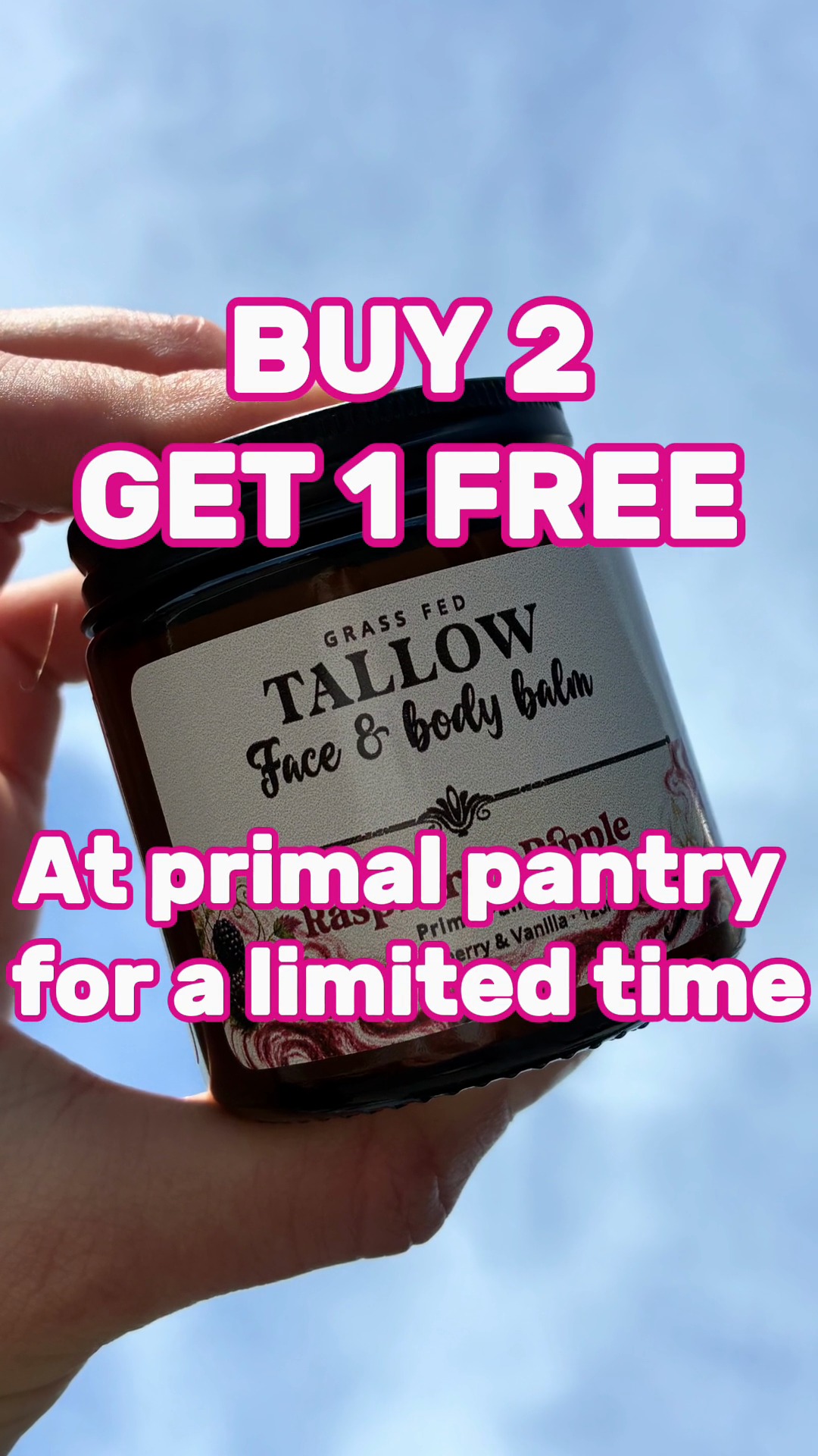 Primalpantry Facebook ad: Raspberry Ripple · buy 2, get 1 free