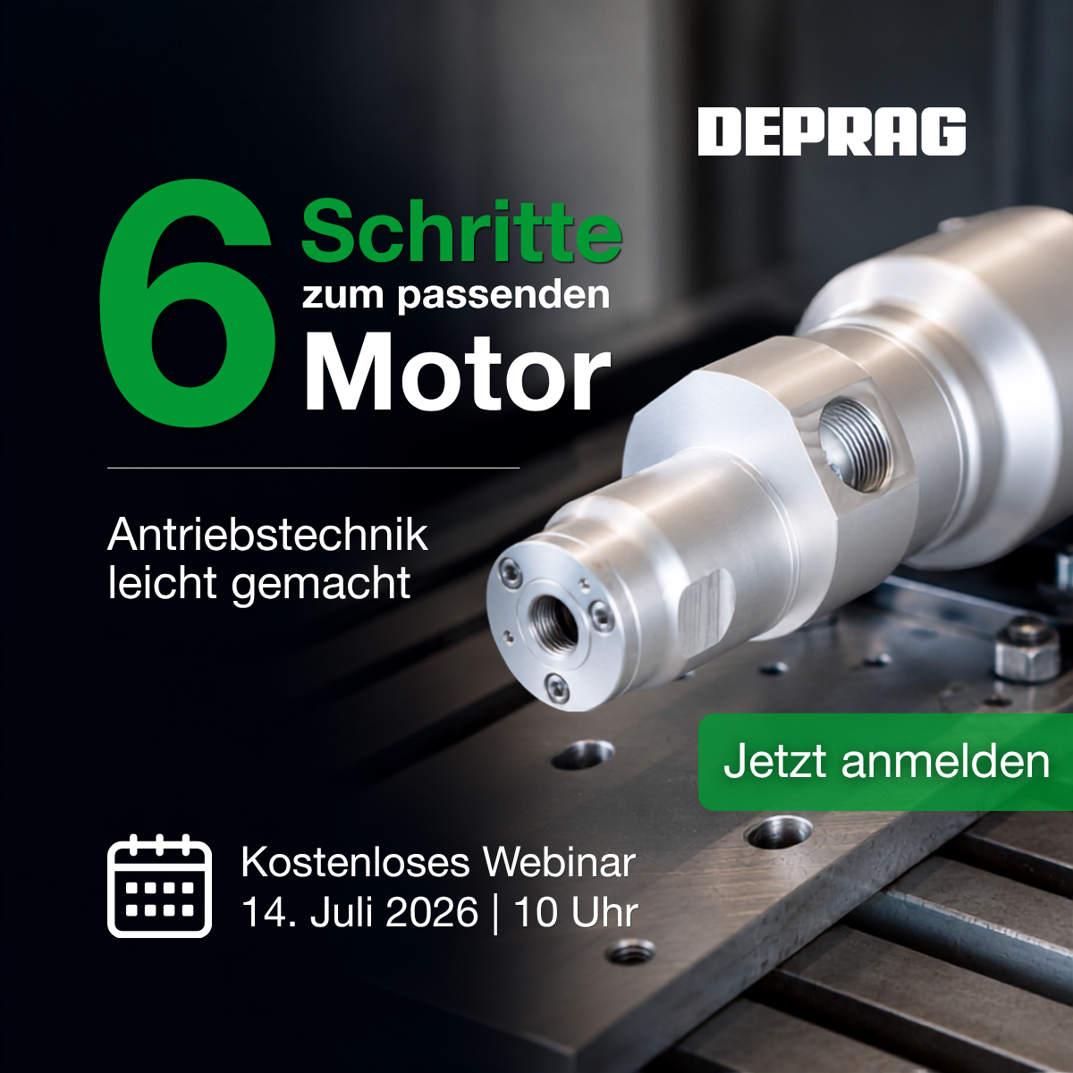 DEPRAG Facebook ad: Kosten sparen durch die richtige Motorauswahl