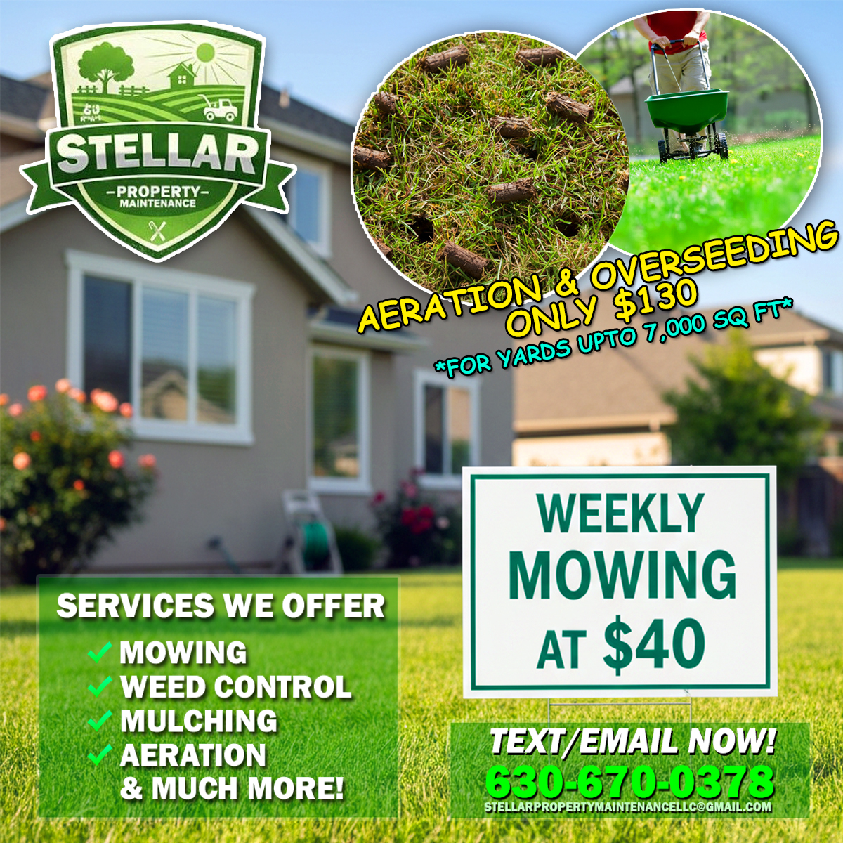 Stellar Property Maintenance Facebook ad: Revive Your Lawn This Spring with Aeration &…