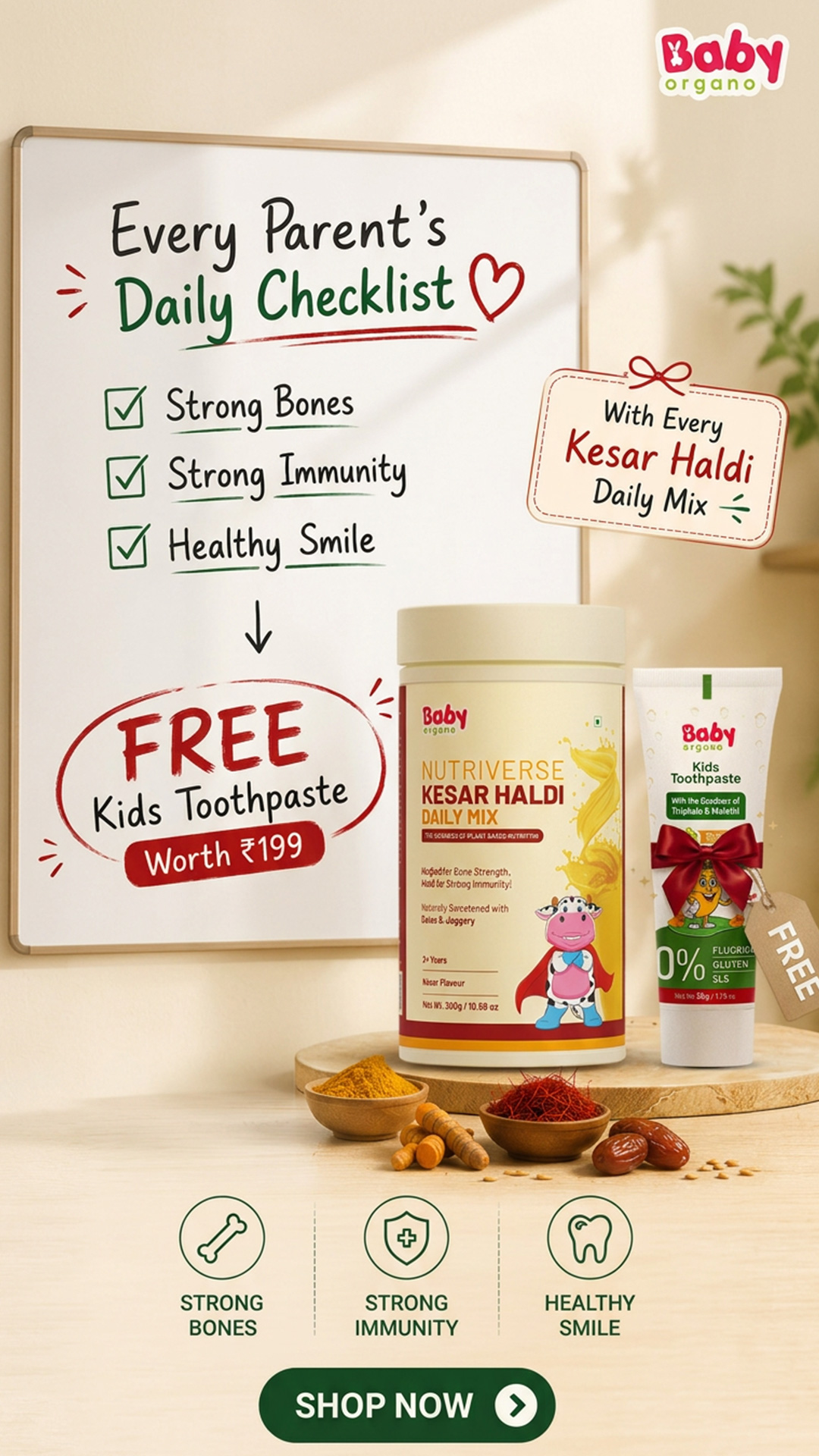 BabyOrgano Authentic Ayurvedic Health & Wellness Products for kids Facebook ad