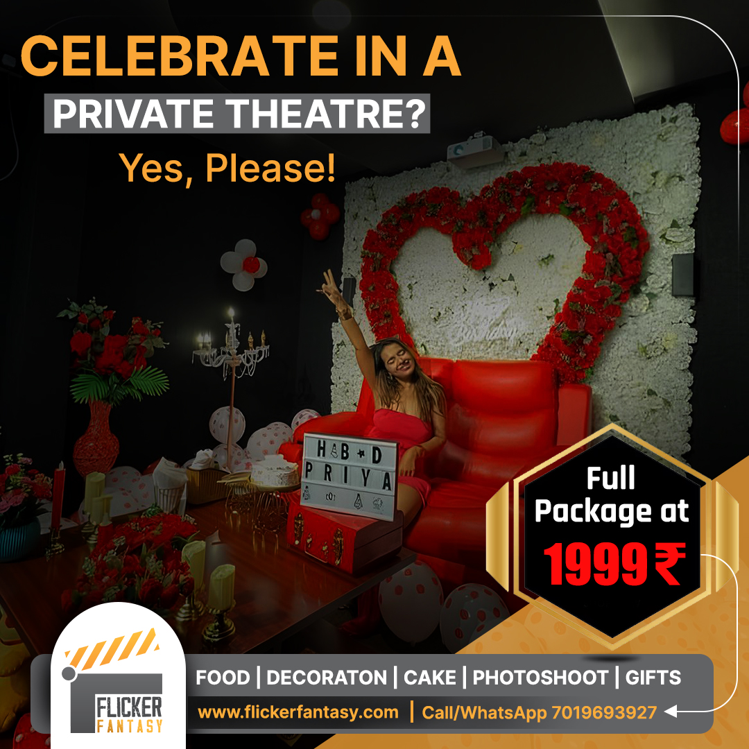 Flicker Fantasy Private theater and celebration space Facebook ad: Looking to make your celebration special?