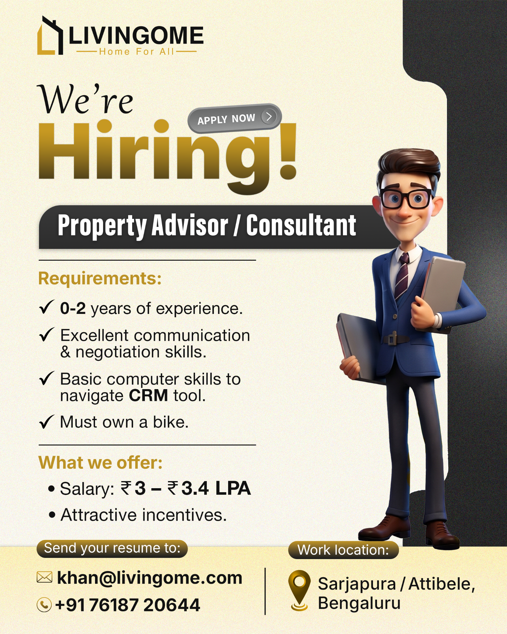Livingome Facebook ad: Love Real Estate? We're Looking For You!