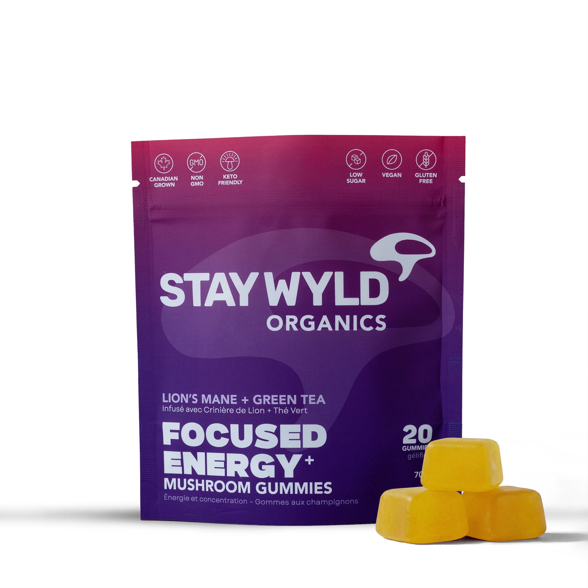 Stay Wyld Organics Facebook ad: Focused Energy Gummies | 20 pack