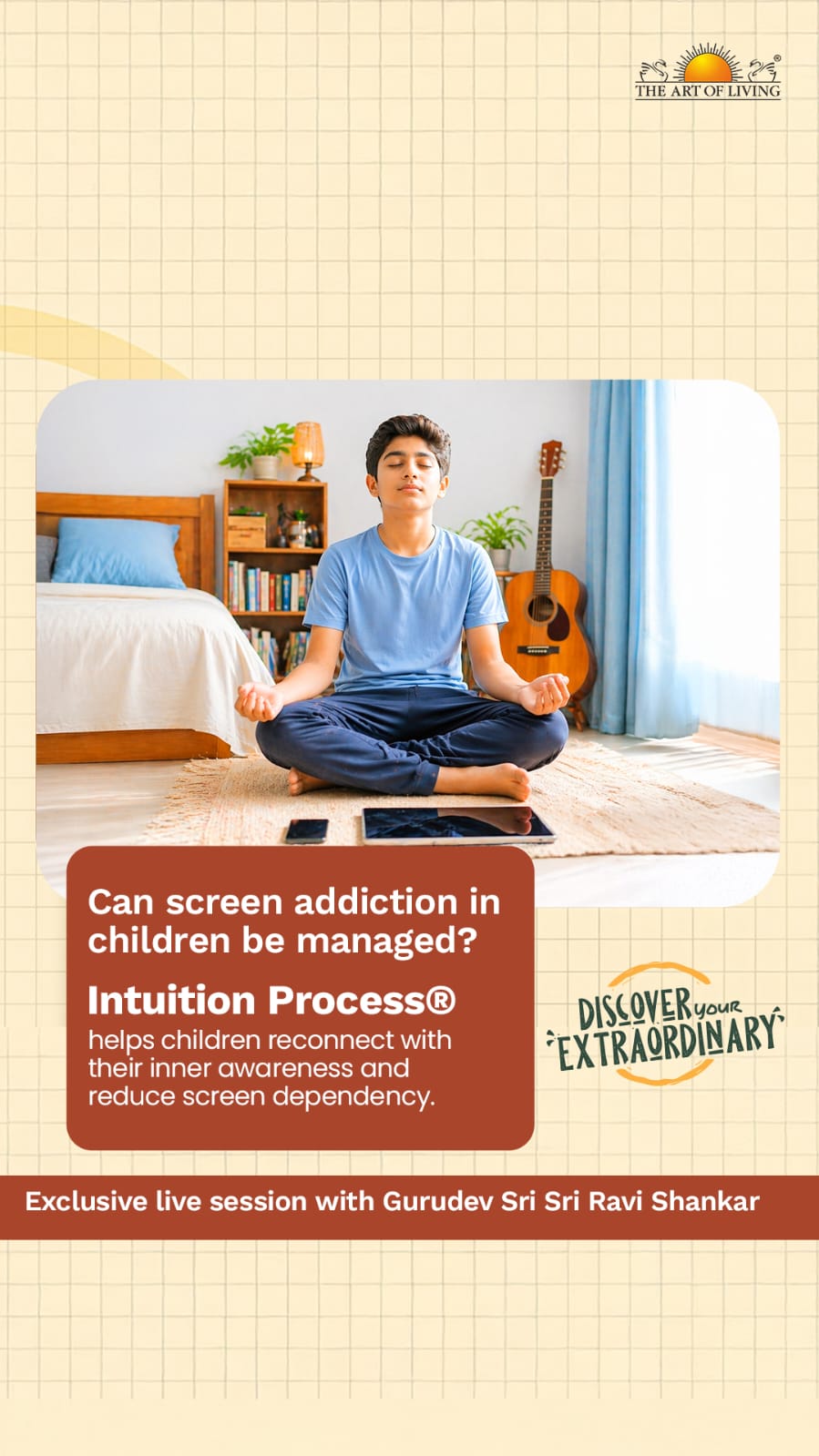 Children and Teens Programs, Request a Call Back - Art of Living Facebook ad: Help Your Child Build Healthy Digital Habits