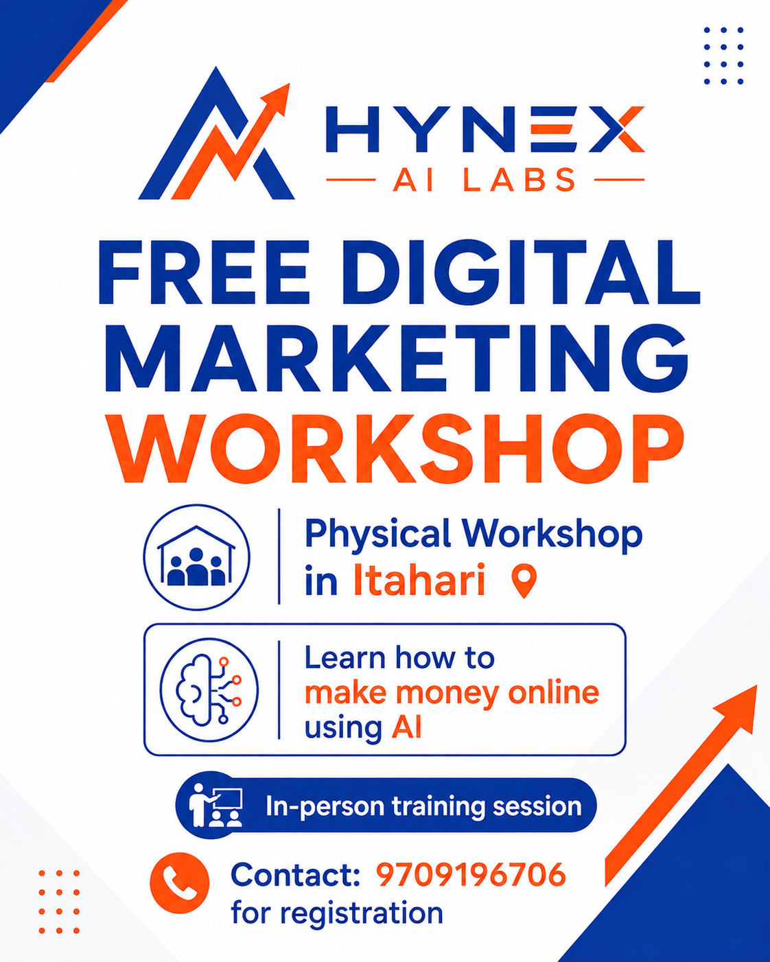 Hynex AI Labs Facebook ad: FREE Digital Marketing Workshop in Itahari