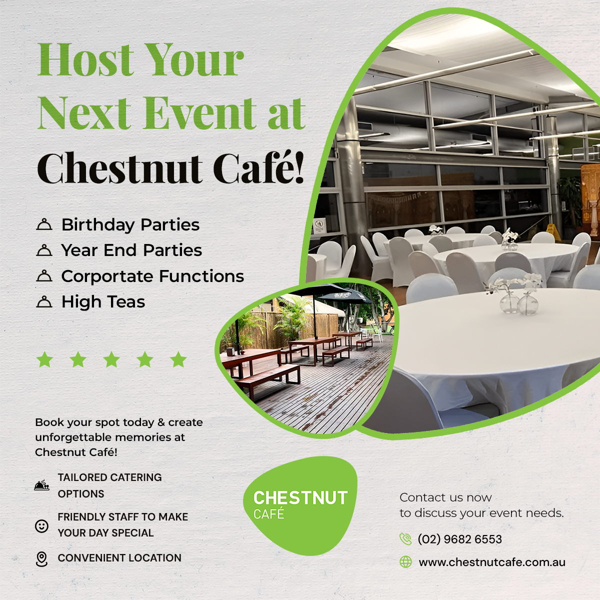 Chestnut Cafe Facebook ad: Sydney's Best Catering Service