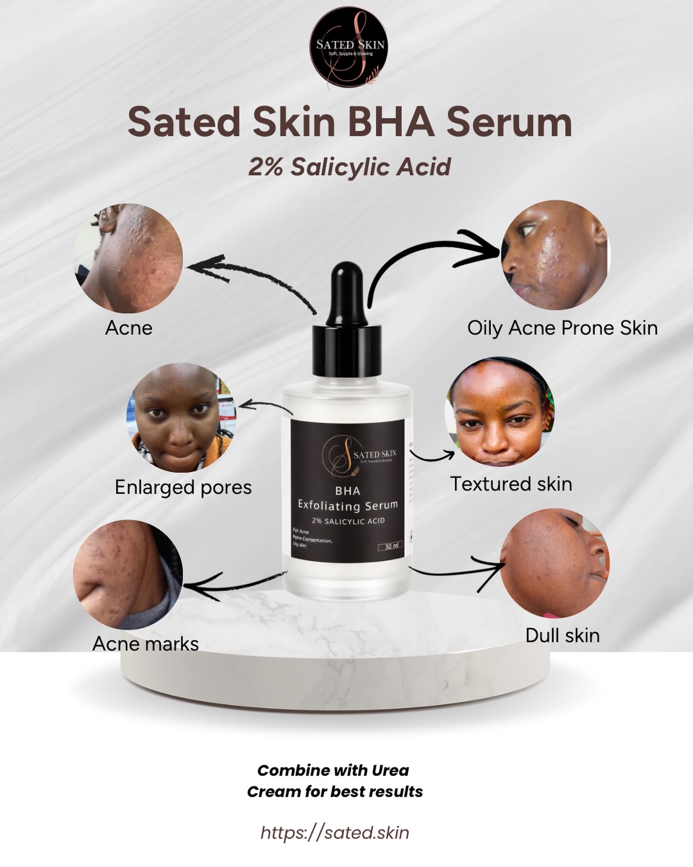 Sated Skin Facebook ad: BHA Exfoliating Serum - KES 2,500
