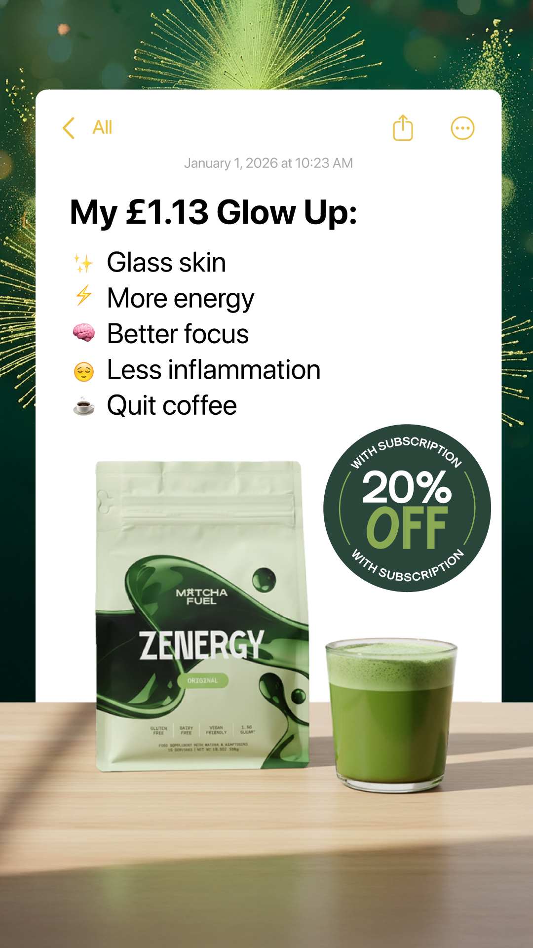Matcha Fuel Facebook ad