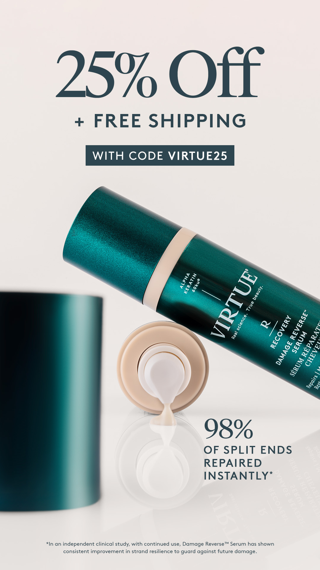 Virtue Labs Facebook ad: Award-Winning & Proven to Heal Hair